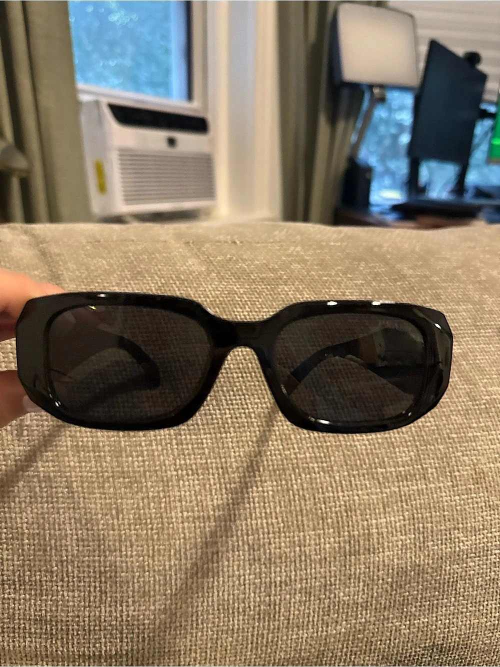 Prada PR 17WS Black Rectangular Sunglasses